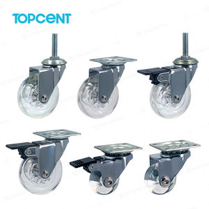 Topcent <span class=keywords><strong>3</strong></span> Zoll PU Schwenk rolle Universal rad für Möbel Transparente Kristall gummi Stahl rollen für Wohnzimmer Esszimmer - Product Image 4