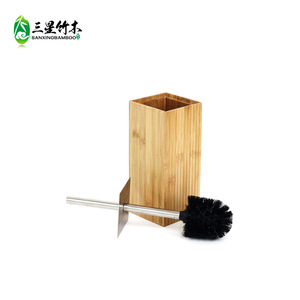 Factory direct sales of bamboo toilet brush <b>sets</b>, round and <b>square</b> toilet brushes with bases, practical toilet brush holders. - Product Image 1