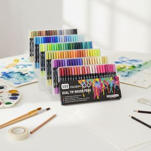 12/24/36/48/60/72/100/120/132 Color Double Head Dual Tip Watercolor Permanent Empty Personalized Markers Pen Cartoon Art - Product Image 2