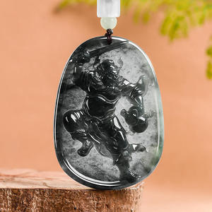 Pendentif en jadéite naturelle Zhong Kui, bijoux pour hommes, design original, style chinois, cadeau avec certificat d'évaluation FG88 - Product Image 1