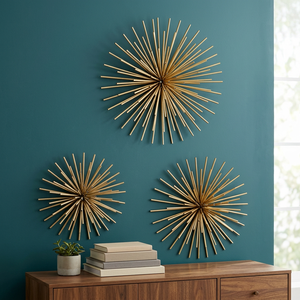 Nuevo diseño clásico personalizado de arte de pared con varilla de metal y espejo redondo para sala de estar y dormitorio, accesorios decorativos para el hogar. - Product Image 3