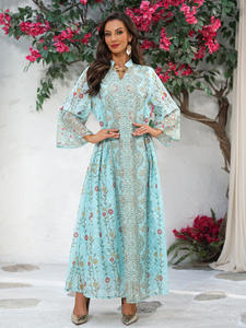 Abito Formale Indiano Pakistano in Seta Blu per Donna, Lehenga Choli Semi-Cucito per Feste - Product Image 6