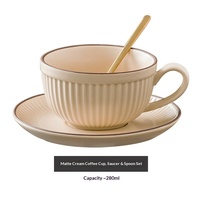 Tasse à café en céramique de luxe ABF, style européen bohème, couleur unie, pour latte art, 280 ml