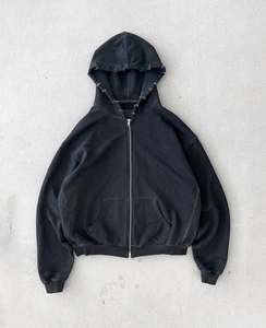 Sweat-shirt à capuche unisexe surdimensionné en molleton de coton de haute qualité OEM, délavé à l'acide, brodé, uni, printemps - Product Image 1