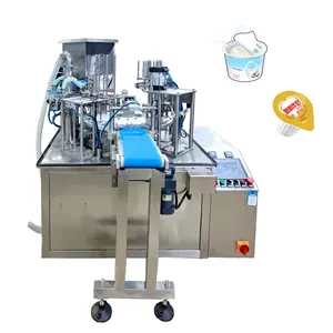 Automatic Rotary Type 2 Heads Cup Liquid Filling And Foil sealing packaging machines production line for small businesses