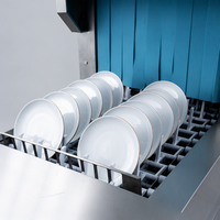 Lave-vaisselle professionnel à convoyeur avec fonctions de pré-lavage, lavage et séchage, en acier inoxydable 304, capacité de 2000 à 4000 assiettes/heure
