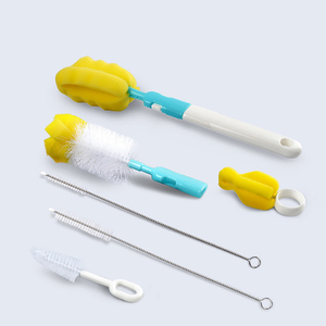 6pcs/set Baby <strong>Bottle</strong> <strong>Brush</strong> Nipple 360-degree Rotating Head Cleaning Sponge Cup <strong>Brush</strong> Kit Baby Milk <strong>Bottle</strong> <strong>Brush</strong> - Product Image 2