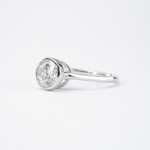 <b>Bubble</b> Ring 6.5MM 8MM Moissanite Ring Bezel Setting Sterling Silver ring - Product Image 2