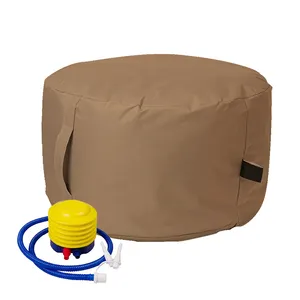 Indoor Outdoor round Inflatable Stool Ottoman with Air Pump Travel Foot Rest Pillow for Kids and Adults for Camping