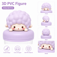 Décoration de couvercle de bouteille en PVC souple personnalisée, adorable mouton en silicone, couvercle de pot 3D en forme d'animal, figurine