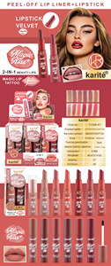 Crayon à lèvres magique peel-off Karité et rouge à lèvres velours 2-en-1 – Lot de maquillage cosmétique en gros pour les lèvres - Product Image 6