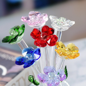 Décoration florale en cristal violet, cristal transparent rouge, ornement pour la maison, cadeau pour la Saint-Valentin - Product Image 3