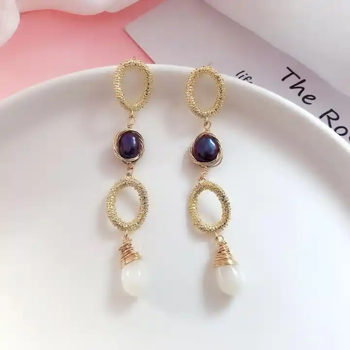 Elegant Natural Freshwater Pearl Earrings For Girls Simple - Temu