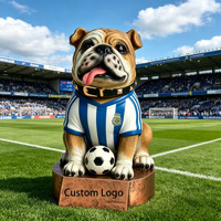 Personalisierte Logo-Harz-Bulldoggen-Fußballtrophäe-Figur mit Fußballuniform und Wackelkopf, Mini-Fußball, Sportverein-Souvenir-Geschenk