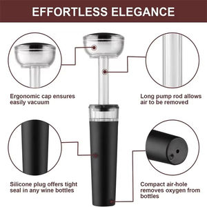 Bouchons de bouteille en silicone réutilisables pour la conservation du vin, avec pompe à vide manuelle, pour la maison, la cuisine et le bar - Product Image 6