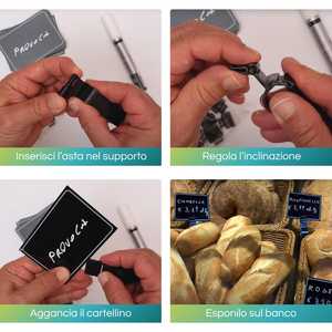 Kit de 25 étiquettes de prix pour comptoir de boulangerie, avec supports et stylo marqueur, étiquettes neutres en PVC noir pour accessoires de présentation alimentaire - Product Image 4