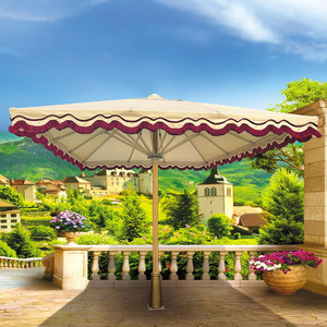Parasols de patio de <span class=keywords><strong>luxe</strong></span> de grande taille à poteau central en porte-à-faux avec glands et bases, pare-soleil personnalisé résistant au vent automatique avec lumière - Product Image 5