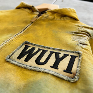 Chaqueta Bomber Vintage Personalizada para Hombre, Estilo Techwear, Lavado Ácido, Apliques Bordados, Acolchada con Plumón - Product Image 3