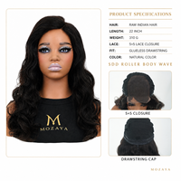 Perruques en cheveux humains sans colle, vente en gros, 22 pouces, ondulation lâche, fermeture à cordon 5x5, cheveux indiens bruts, couleur naturelle