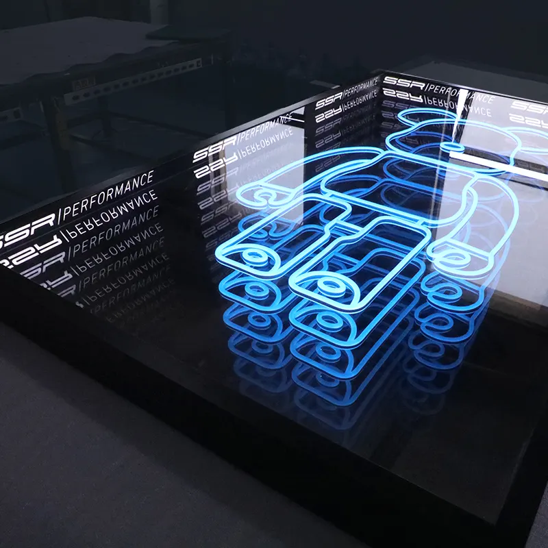 Lampada a Tunnel dal design alla moda 3D Blue Neon Light Infinity Mirror Sign per Display