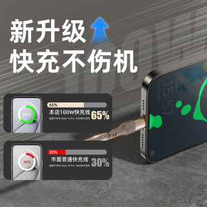 สายเคเบิลข้อมูลแบบถัก Type-C 1M 1.2M 1.5M สายชาร์จเร็วแบบไนลอนสำหรับโทรศัพท์มือถือ สายชาร์จเร็วแบบ Dual-C - Product Image 4