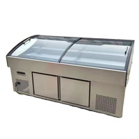 Congélateur commercial à double température, en acier inoxydable, avec porte coulissante, style classique, contrôle par application, réfrigérateur réglable
