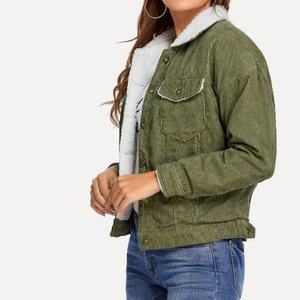 Blouson d'aviateur d'hiver en velours côtelé personnalisé pour femmes - Product Image 2