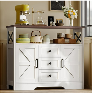 Armoire Bar Café Industrielle - 74x92x35cm Avec Portes Vitrées