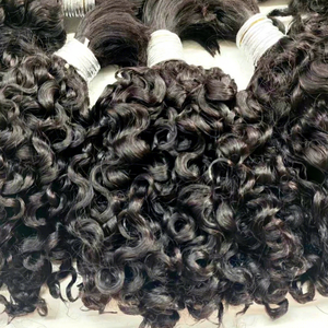 Natural Black Deep Curly Human Hair Weave Bundle Virgin Remy Hair Extensions Weft - Product Image 1