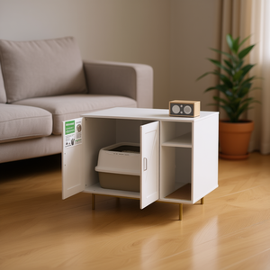 Caja de Arena para Gatos Rectangular de Bambú de 65 L, Accesorio de Limpieza para Mascotas de Funcionamiento Manual - Product Image 2