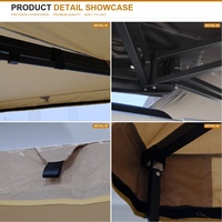 Auvent double poteau 270 degrés sans LED, léger 30 kg, en fibre UV stabilisée 600D, avec bande LED, base prune, 2m 2.5m, OEM 4x4