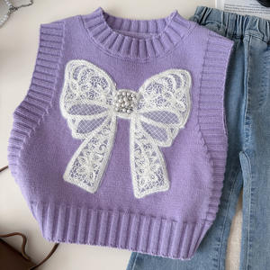 <span class=keywords><strong>Nouvelle</strong></span> <span class=keywords><strong>collection</strong></span> d'automne, gilet en tricot rétro décontracté à nœud pour filles, ensemble chemise en jean unie de style coréen, <span class=keywords><strong>haut</strong></span> et jean - Product Image 3