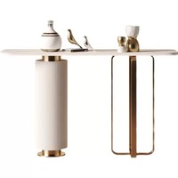 Console de style nordique italien, luxe léger, en métal, avec plateau en dalle de pierre, meuble d'entrée décoratif haut de gamme, simple et moderne, facile à assembler