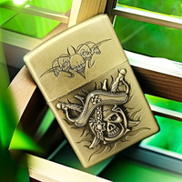Briquet à kérosène en métal coupe-vent, design fantaisie, série Happy, motif tête de fantôme en relief, avec allumage à coton, cadeau créatif