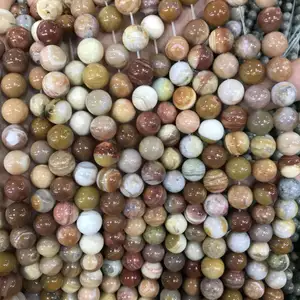 10mm round natural petrified wood jade loose stone beads