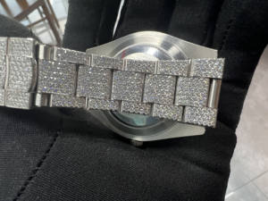 Montre pour homme <span class=keywords><strong>ROLX</strong></span> avec cadran arabe en argent, entièrement sertie de diamants en moissanite, mouvement automatique 22 carats - Product Image 3