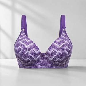 <b>Elite</b> Geometric Jacquard Push-Up Bra - Royal Purple Seamless Underwire Support & Breathable Soft Cups for Professional Fitness - Product Image 5