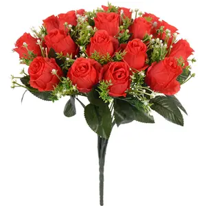 Artificial flowers factory wholesale silk18 heads wedding bridal bouquet rose flower bouquets