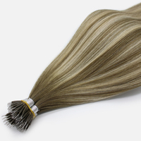 Ekstensi rambut ujung Nano rambut manusia grosir ditarik ganda Keratin 100% belum diproses cincin Nano rambut manusia