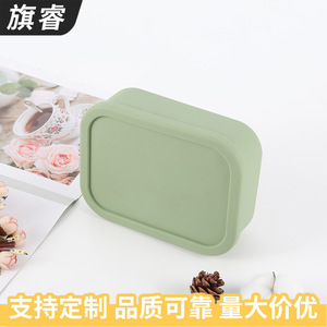 Green Rectangle Silicone <b>Lunch</b> <b>Box</b> With Seal Lid For Students And Office Workers - Product Image 4