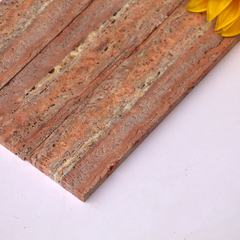 Плитка из натурального редтравертина, Высококачественная отделка с каменной стеной, напольная красная травертиновая плитка