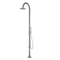 Ensemble de douche mural en acier inoxydable chromé brossé résistant à la rouille, avec jet de pluie à double température en céramique, moderne, pour hôtel et extérieur