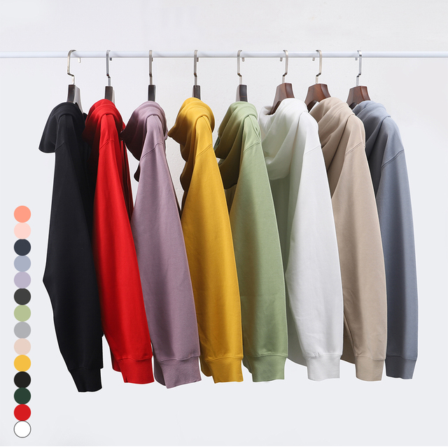 AI-MICH High Quality Custom Logo Pullover Hooded Cotton Drop Shoulder Plus Size Printed Sweatshirt Solid Promotional Hoodie