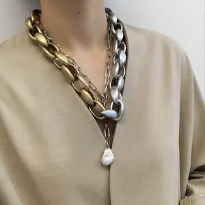 Женское винтажное ожерелье ZA, ожерелье с жемчугом в форме сердца, металлическое колье-чокер из акрила и уксусной кислоты, ожерелье-цепочка, ювелирные изделия