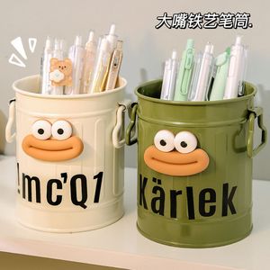 Porte-stylos de bureau mignon à grande bouche, petit seau en métal style Instagram pour étudiants, papeterie, pinceaux de maquillage et autres articles - Product Image 5