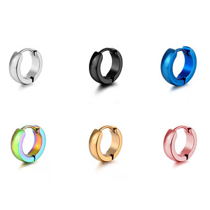 Cambered <strong>Rose</strong> <strong>Gold</strong> Huggie Earrings Trendy Stainless Steel Small <strong>Hoop</strong> for Men and Women Fashion Jewelry - Product Image 2