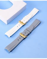 Bracelets de montre de luxe en caoutchouc FKM respirant de 20 mm et 21 mm avec boucle ardillon et extrémités courbes en silicone, étanches, pour Rlx Omeg