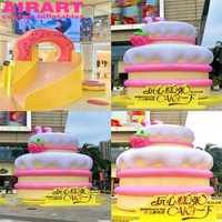 Modèle de gâteau d'anniversaire gonflable de grande taille pour la décoration d'activités, ballon de gâteau sucré gonflable de grande taille