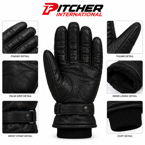 ถุงมือหนังหน้าจอสัมผัสแบบขายส่ง หนัง Nappa บุขนแกะสำหรับฤดูหนาว ผู้ค้าปลีก รับทำโลโก้ สั่งซื้อจำนวนมาก - Product Image 3