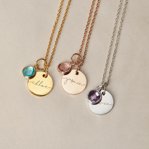 <span class=keywords><strong>Perhiasan</strong></span> Liontin Kristal Batu Kelahiran yang Dipersonalisasi, Kalung Nama Monogram Kustom untuk Hadiah Ulang Tahun - Product Image 2